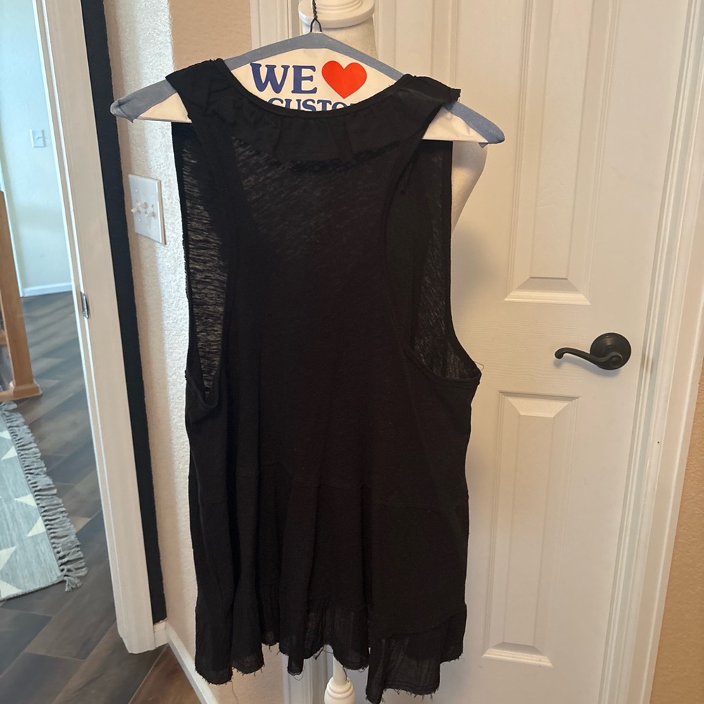 Free People Black Ruffled Tank Top - Picture 2 of 2